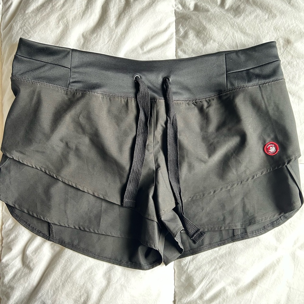 Women's Black Layered Athletic Shorts with Drawstring Waist